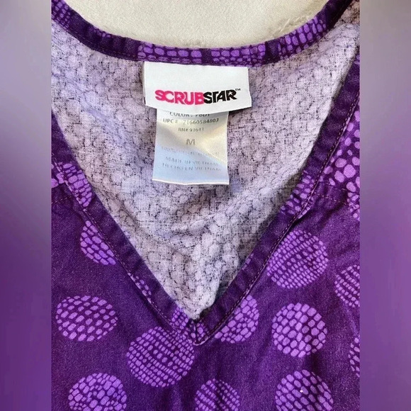 Scrubstar Purple Dots Scrub Top V-neck - Picture 4 of 5